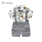 Baby Boy Clothing Set Newborn Baby Boys Gentleman Clothes Infant Long Sleeve Shirt+Overalls 2PCS Bebes Outfits Set