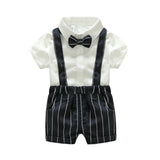 Baby Clothing Sets 2018 Autumn Infant Boy Clothes Newborn Gentleman Boy Striped Tie Rompers+Shorts 2PCS Outfits Sets