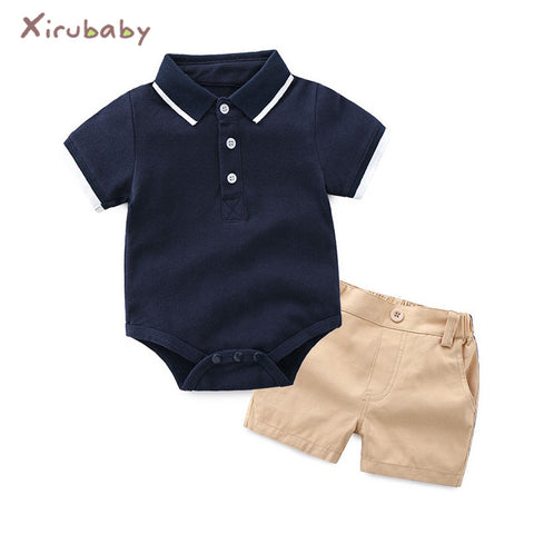 Baby Clothing Sets 2018 Autumn Infant Boy Clothes Newborn Gentleman Boy Striped Tie Rompers+Shorts 2PCS Outfits Sets