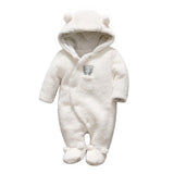 Newborn baby clothes bear baby girl boy rompers hooded plush jumpsuit winter overalls for kids roupa menina