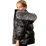 The Korean version of children's coat with a big fur collar and bright face in   winter