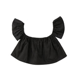 Toddler Girl Solid Brief Casual Lovely T Shirts Newborn Infant Baby Girls Off Shoulder Crop Top T-shirt Blouse Clothes Summer