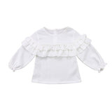 Toddler Newborn Baby Girl Kid Blouse Solid Round Neck Ruffle Girls Top Long Sleeve Blouse Shirt