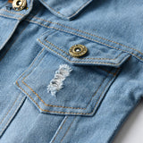 Top and Top Spring Autumn Kids Casual Jacket Girls Ripped Holes Jeans Coats Little Boys Girls Denim Outerwear Costume 12M-6Y