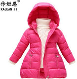 NEW 2017 Fashion Girls Winter Coats Female Child Down Jackets Outerwe Shiny Waterproof Medium-long Thick 90% Duck Down Parkas