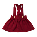 Trendy Kids Baby Girls Clothes solid Button strap High Waist cotton casual Toddler  born cute Skirts one pieces