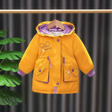 Trendy Kids Winter Jacket For Baby Girls   Warm Cotton Coats Big Pocket Western-style Windbreaker Childrens Hooded Parkas