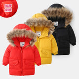 Unixes Baby Boys Girls Winter Coat   Warm 2-12 Years Teenage Thickening Faux Fur Cotton Wadding Kids Black Hooded Down Jacket