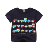 Summer Boys Cartoon T-shirt C Ship Train Cotton T Shirt For 1-6Y Boy Kids Tops Children Clothing Kindergarten Clothes