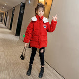 Vintage Style Kids Reversible Winter Coat Girls Jacket With Big Fur Hoodies Collar Baby Warm Outerwear For 4 5 7 9 11 13 Years