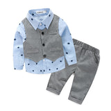 style  born baby gentlemen boy 3pcs/set clothing set shirt+vest+casual pants quality baby clothes