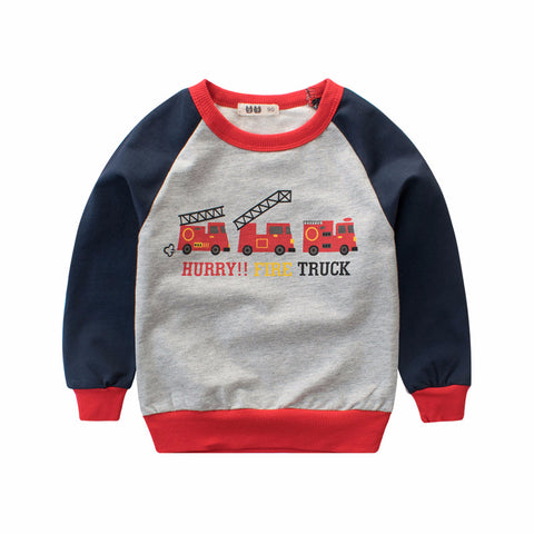 Children Brand 2018 Spring New Boys Girls Cotton Long Sleeve Tops O-neck Cars Print T shirts O-neck Toddler Clothing