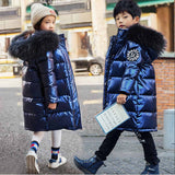 White Duck Down Jacket Russia Children Winter Warm Outerwear For Boys Girls Waterproof Outdoor Real Fur Hood Kids Parka Clothes