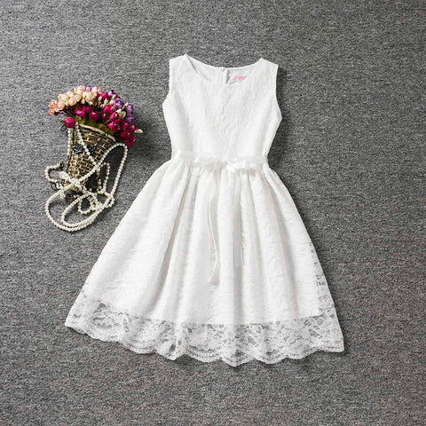 White Lace Flower Girl Wedding Party Dress Fancy Infant Princess Costume for Kids Clothes Little Girl Baby Child Holiday Dress
