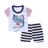 Wholesale Cheap Newborn Baby Clothing Set Summer 2pcs Cartoon Animal Short Sleeve Cotton T-shirt & Shorts for Baby Girls Boys