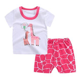 Wholesale Cheap Newborn Baby Clothing Set Summer 2pcs Cartoon Animal Short Sleeve Cotton T-shirt & Shorts for Baby Girls Boys