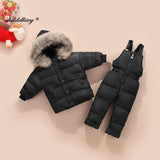 Winter 2 pcs Set jumpsuit for children baby girl down coat clothes warm fur collar Children's Clothing Infant snowsuit 0-3Years