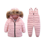 Winter   Children Clothing Duck Down Coats For Kids Clothes Girls Clothing Long Parka Snowsuits + Overalls Clothes Sets Boys