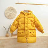 Winter Baby Down Jackets Winter Teenager Children's Down Jacket Korean Loose Hooded Outerwer Long Down Jacket For Boys Girls