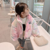 Winter Baby Girl Clothes Leopard Faux Fur Hoodies Coat Warm Fluffy Cloak For Kids cute Rainbow colors Children's Outwear