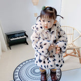 Winter Baby Girl Imitation Fur Coat Girl Faux Fur Jacket Parka Hooded Children Outerwear Thick Warm Jackets Kids Jacquard Tops