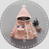 Winter Baby Girls Floral Print Cute Rabbit Ear Hooded Princess Bow Jacket Coat Kids Thick Outerwear + Bag casaco roupas de bebe