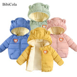 Winter Baby Girls Jacket Cute Cartoon Autumn Warm Hooded Zipper Kids Jacket Newborn Birthday Present Children Coat Kids Clothes