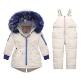 Winter Boy Down Jackets Coats Kids Baby Duck Down Outerwear Warm Children Clothing Set Ski Suit Parkas jacket + Suspender pants