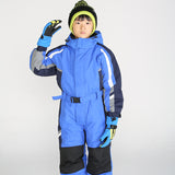Winter Boys Girls Clothes Set Ski Suit Windproof Waterproof Children Snowsuit Kids Rompers Jumpsuits Snow We Fur Overall Blue