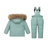 Winter Children Clothes Set -30 Degree   Russian Baby Down Jacket for Girl Kids Outerwear Coat+ Jumpsuit Boy Overall Snowsuit