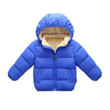Winter Children Hooded Down Padded Parkas Kids Thicken Fleece Jackets Girls Boys Warm Coat Outerwear Overcoat