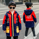 Winter Children's Clothing Children's Boy Cotton Padded Warm Jacket Big Boy baby Long fur Hooded Coat Outwear 12 14 16 years old