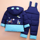 Winter Children's Snowsuit Boy Clothing Set Kids Down Jacket Overalls for Girl Baby Warm Park Hooded Coat+Pant Infant Overcoat