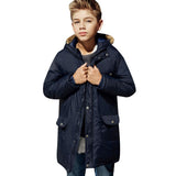 Winter Co For Teenagers Boys Girls Parkas Down Jacket Coats with Faux Fur Hooded Winter Warm Thick Padded Coats H232