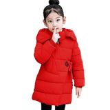 Winter Cotton Blend Jacket For Girls 2023 Korean Version Keep Warm Hooded Mid-Length Casual Slim Children's Clothing