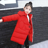 Winter Cotton Blend Jacket For Girls 2023 Korean Version Keep Warm Hooded Mid-Length Casual Slim Children's Clothing