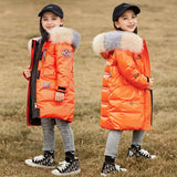 Winter Cotton Down Jacket for Girls Thick Clothes Snowsuit Boys Bright Jacket Mid-Length Handsome Hooded Warm Coat Jacket 4-13 Y