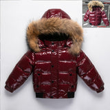 Winter Down Jacket For Boys   Thickened Coats Children Clothes Outerwear Outfit With Nature Fur Long Sleeve Kids Infant 2-10y