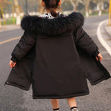 Winter Down Jacket Girls Long Cotton clothing   Zipper Double-Sided Wear Letter Woman Hooded Fur Collar Plus Size