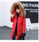 Winter Down Jacket for Girl New 2018 Fashion Children Co Kids Warm Thick Fur Coll Hooded Long Down Parka for Teenage 4Y-14Y