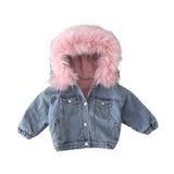 Winter Girls Denim Jacket Thickened Winter Baby Jacket Clothes Children Kids Fur Collar Winter Jackets For Girl Toddler Coats