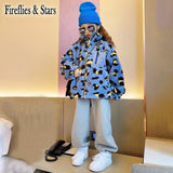 Winter Girls Fur Jacket Baby Coat Toddler Outwear Kids Warm Clothes Faashion Faux Fur Leopard side Pocket velvet 3 To 13 Yrs