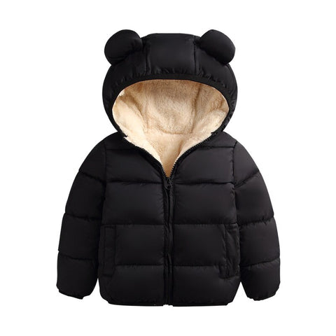 Winter Infant Kids Baby Girls Boys Down Parkas Coat 3D Ears Hooded Long Sleeve Zipper Solid Warm Outfits 4 Colors