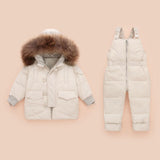 Winter Jacket For Girls Chldren's Down Parka Coat Boy Overall Clothing-Sets Kids Snow-Wear Real-Fur Jumpsuit 2PCS Outerwear 1-3Y