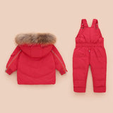 Winter Jacket For Girls Chldren's Down Parka Coat Boy Overall Clothing-Sets Kids Snow-Wear Real-Fur Jumpsuit 2PCS Outerwear 1-3Y