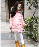 Winter Jacket For Girls Fur Hooded Baby Girls Winter Co Long Cotton-Padded Parka Down Thick Teens Kids Children's Outerwear