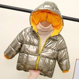 Winter Jacket For Girls Thicken Winter Overalls Hooded Children's Clothing For Boys Jacket Fleece Outdoor Coats Kids Parkas
