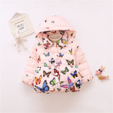 Winter Jackets for Baby Clothes Butterfly Parkas Long Sleeve Hooded Girls Coats Children Clothing Baby Coat Warm Kids Outerwear
