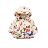 Winter Jackets for Baby Clothes Butterfly Parkas Long Sleeve Hooded Girls Coats Children Clothing Baby Coat Warm Kids Outerwear
