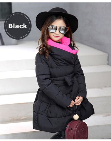 Winter Jackets for Girls bow Waistband coats Russia Kid Thick Warm Princess Jacket Children Girl Outwe Long Parka Co Clothes